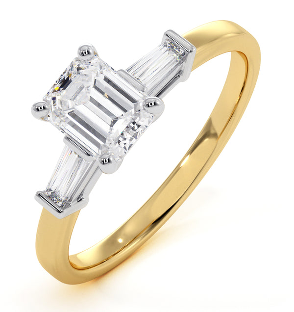 Genevieve GIA Emerald Cut Diamond Ring in 18K Gold 0.90ct G/VS2